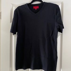 HUGO by Hugo Boss red label V neck Black T shirt medium red embroidered detail